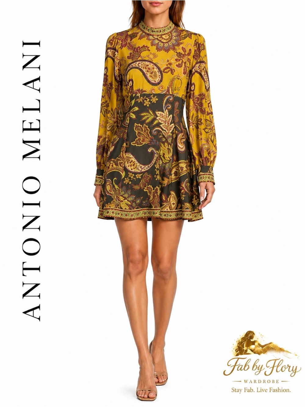 NWT Antonio Melani Ellery Paisley Mock Neck Dress Size 14 MSRP $249